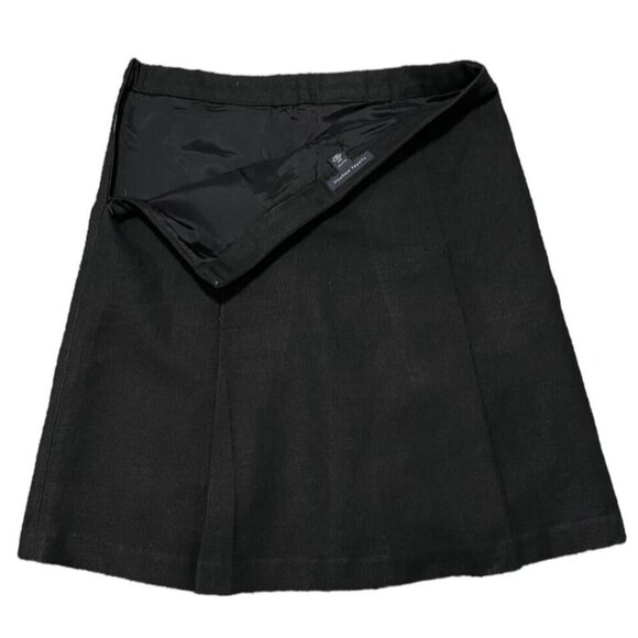 Banana Republic Black Textured Linen Blend Pleated A-Line Skirt SIZE-4 PETITE - Picture 5 of 6